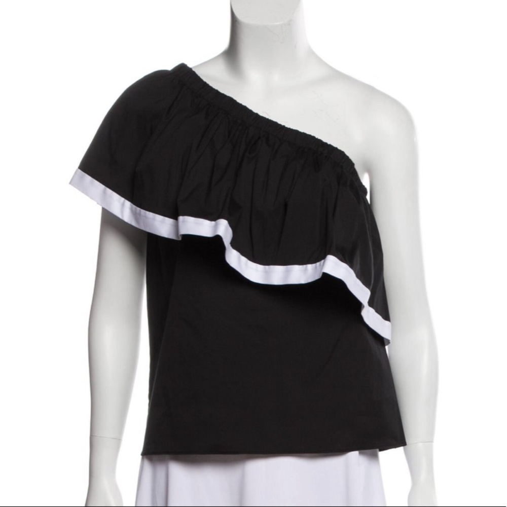 MILLY BLACK AND WHITE ONE SHOULDER TOP SIZE P/XS